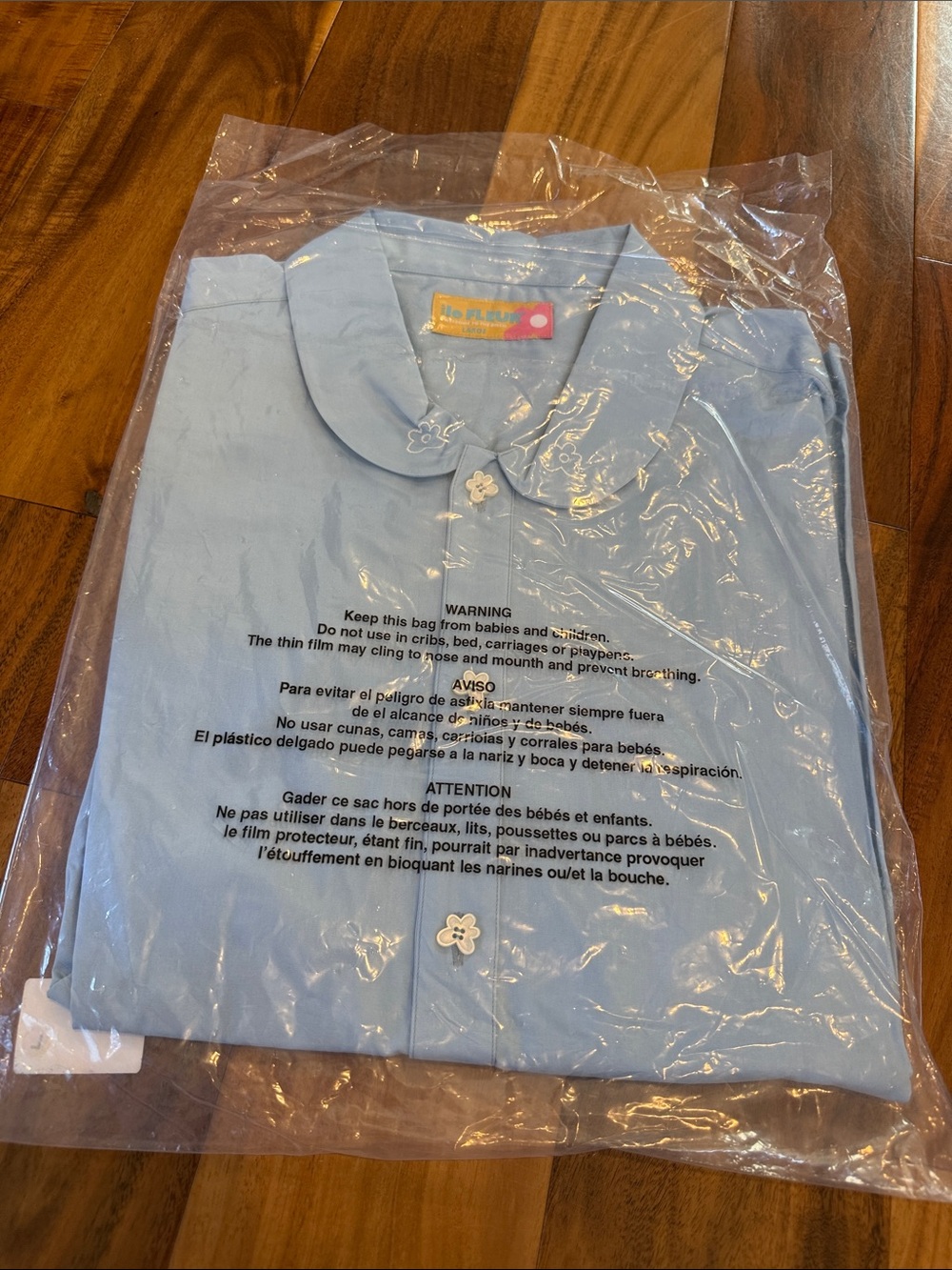 Golf Le Fleur Light Blue Button-Down Rounded Collar with Flower Buttons